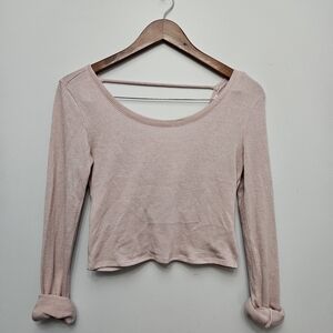 Garage Pink Fitted Puff Sleeve Crop Blouse